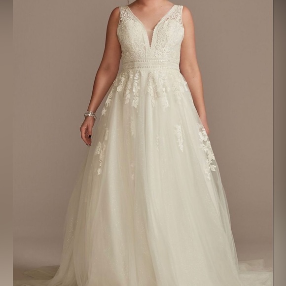 Wedding Dress - Oleg Cassini Soft Ball Gown With Lace - Ivory - Picture 9 of 13